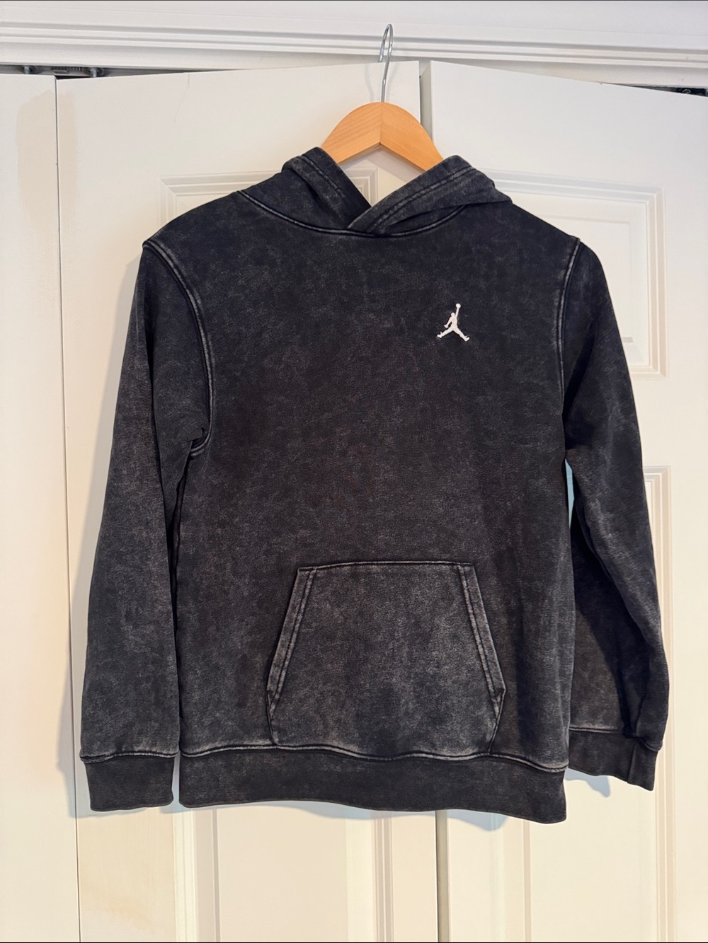Jordan Black Washed Pullover Hoodie with White Jumpman